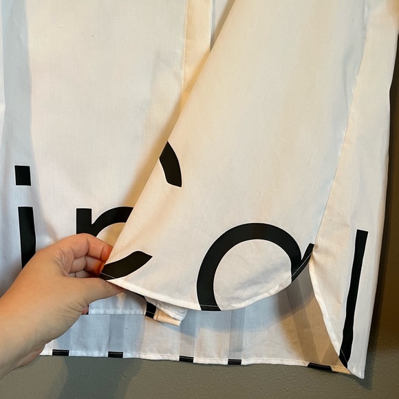 NWT Calvin Klein Sz Lrg Women’s Logo Trim Long Sleeve Cotton Button-down Top $89 - Picture 8 of 12